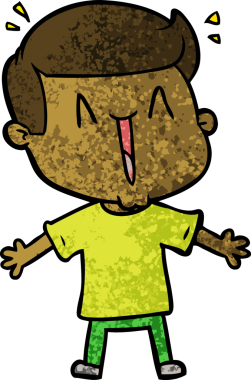 Bir insan tarafından çizilmiş heyecanlı bir çizgi film.