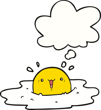 Bir insan tarafından çizilmiş düşünce baloncuklu tatlı çizgi film yumurtası.