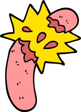 Bir insan tarafından çizilmiş karalama tarzı çizgi film sosisi.