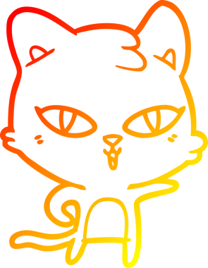 Bir insan tarafından çizilmiş çizgi film kedisinin sıcak çizgi çizimi