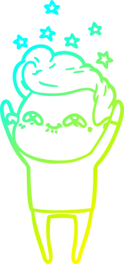 Bir insan tarafından çizilmiş, heyecanlı bir çizgi film çizimi.