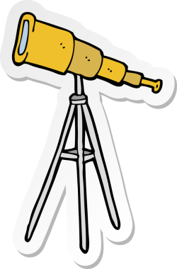 Bir insan tarafından çizilmiş bir çizgi film teleskopunun çıkartması.