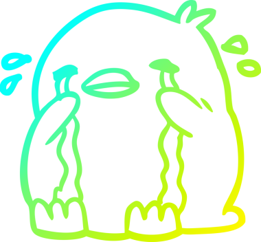 Bir insan tarafından çizilmiş ağlayan bir kuşun soğuk eğim çizgisi.