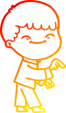 Bir insan tarafından çizilen mutlu bir çocuğun sıcak çizgi çizimi.