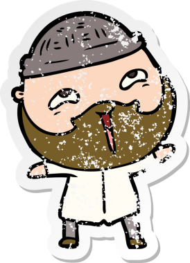 Bir insan tarafından çizilmiş mutlu sakallı bir adamın sıkıntılı çıkartması.