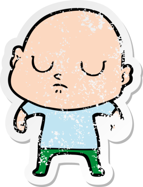 Bir insan tarafından çizilmiş kel bir adamın sıkıntılı çıkartması.