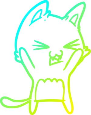 Bir insan tarafından çizilen çizgi film kedisinin soğuk gradyan çizimi