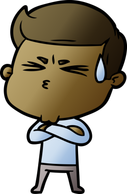 Bir insan tarafından çizilmiş terleyen çizgi film adamı.