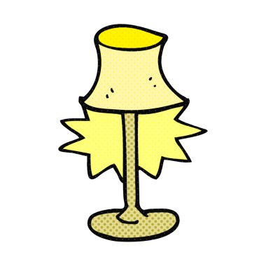 Bir insan tarafından çizilmiş serbest çizim çizgi roman tarzı bir lamba.