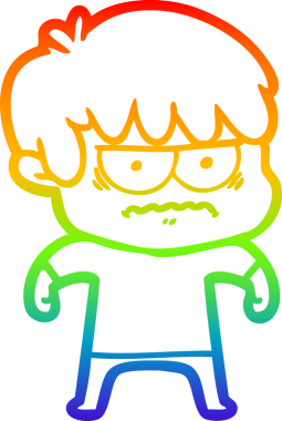 Gökkuşağı gradyan çizgi çizimi Bir insan tarafından çizilmiş bir çizgi film çocuğu