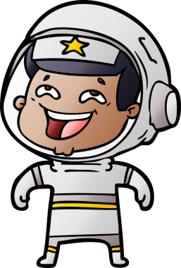 Bir insan tarafından çizilmiş gülen astronot çizgi filmi.