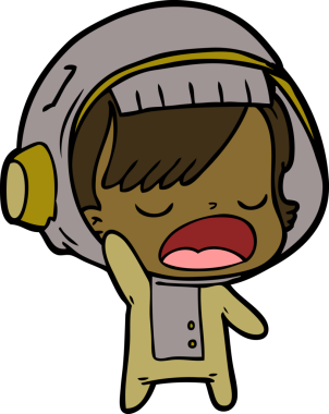 Karikatür astronot kadın bir insan tarafından çizilmiş.