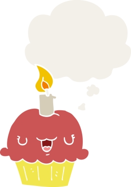 Düşünce baloncuğu olan, insan tarafından çizilmiş bir kek.