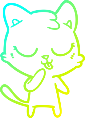 Bir insan tarafından çizilmiş bir çizgi film kedisinin soğuk gradyan çizgisi.