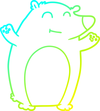 Bir insan tarafından çizilen mutlu çizgi film ayısının soğuk gradyan çizgisi.