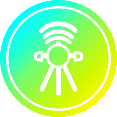 İletişim uydusu dairesel simgesi ve bir insan tarafından çizilen gradyan bitiş şekli
