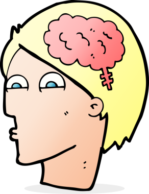 Bir insan tarafından çizilmiş beyin sembollü çizgi film başı