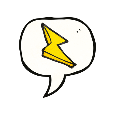 Bir insan tarafından çizilmiş serbest konuşma balonu desenli karikatür yıldırımı karalaması