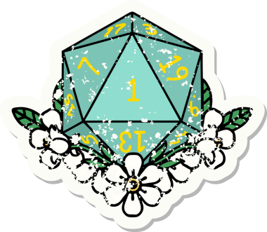 Doğal bir zarın grunge sticker 'ı bir insan tarafından çizilmiş çiçek elementleriyle yuvarlanıyor.