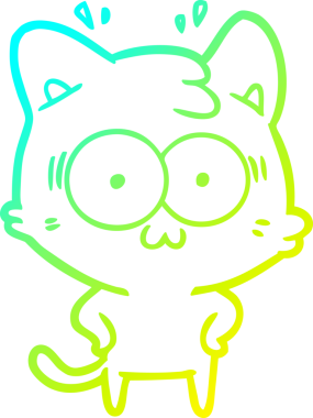 Bir çizgi filmin soğuk gradyan çizimi bir insan tarafından çizilmiş sürpriz bir kedi.