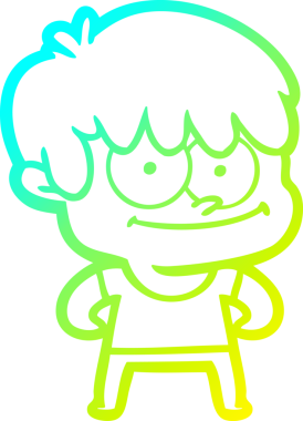 Bir insan tarafından çizilmiş mutlu bir çizgi film karakteri çizimi.