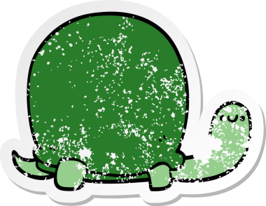 Bir insan tarafından çizilmiş şirin bir kaplumbağanın sıkıntılı çıkartması.