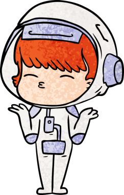 Bir insan tarafından çizilmiş meraklı astronot çizgi filmi.