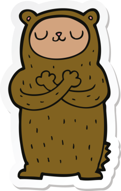 Bir insan tarafından çizilmiş çizgi film ayısının çıkartması.