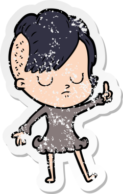 Bir insan tarafından çizilmiş karikatür bir kadının sıkıntılı çıkartması.