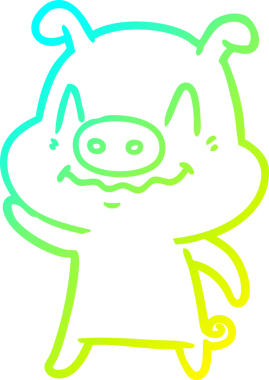 Bir insan tarafından çizilmiş bir domuz çizgi filminin soğuk gradyanı.