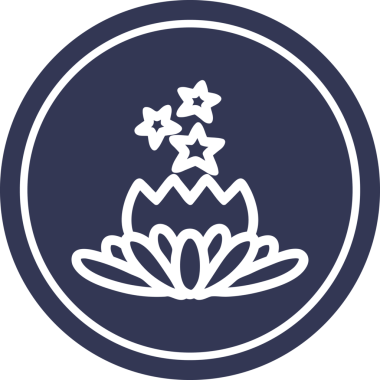 Bir insan tarafından çizilmiş sihirli çiçek dairesel simgesi