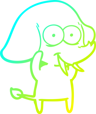 Bir insan tarafından çizilmiş mutlu bir filin soğuk gradyan çizgisi.