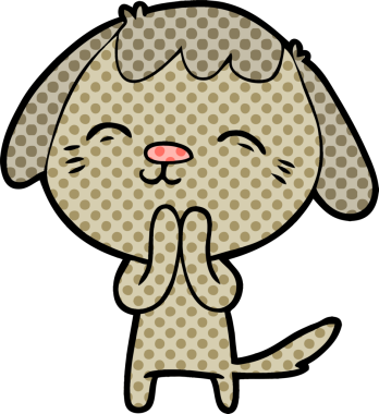 Bir insan tarafından çizilmiş mutlu çizgi film köpeği.