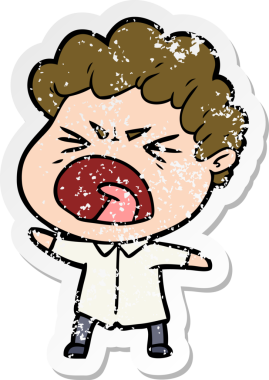 Bir insan tarafından çizilmiş öfkeli bir adamın sıkıntılı çıkartması.