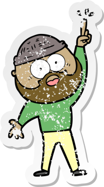 Bir insan tarafından çizilmiş sakallı bir adamın sıkıntılı çıkartması.