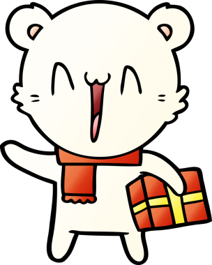 Bir insan tarafından çizilmiş mutlu kutup ayısı karikatürü