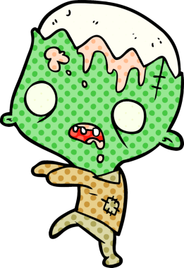 Bir insan tarafından çizilmiş şirin bir zombi çizgi filmi.