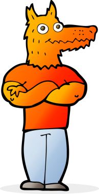 Bir insan tarafından çizilmiş tilki adam.