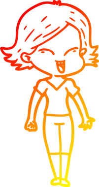 Bir insan tarafından çizilmiş mutlu bir çizgi film kızı çizimi