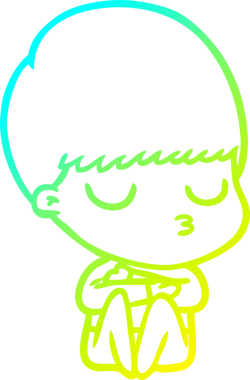 Bir çizgi film karakteri çizen soğuk gradyan bir çocuk bir insan tarafından çizilmiş.