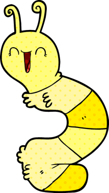 Bir insan tarafından çizilmiş mutlu bir tırtıl.