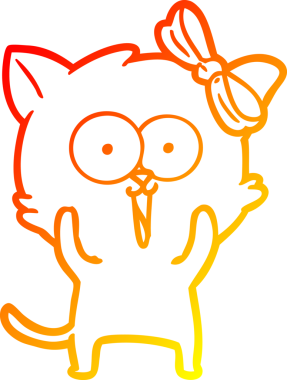 Bir insan tarafından çizilmiş çizgi film kedisinin sıcak çizgi çizimi