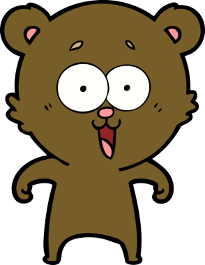 Bir insan tarafından çizilmiş gülen oyuncak ayı çizgi filmi.