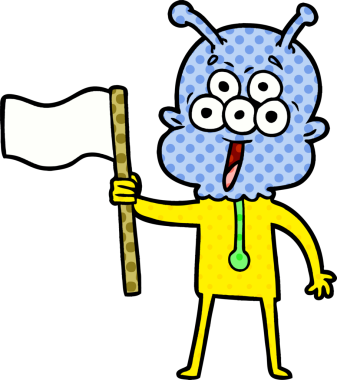 Bir insan tarafından çizilmiş mutlu bir uzaylı çizgi filmi.