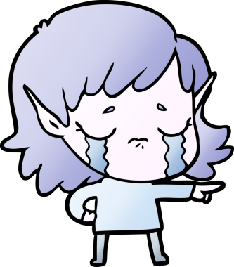 Bir insan tarafından çizilmiş ağlayan elf kızı.