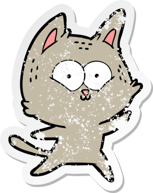 Bir insan tarafından çizilmiş karikatür bir kedinin sıkıntılı çıkartması.