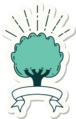 Bir insan tarafından çizilmiş dövme stili bir ağacın çıkartması.