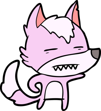 Bir insan tarafından çizilen dişleri gösteren bir kurt çizgi filmi.