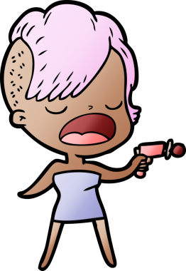 Bir insan tarafından çizilmiş havalı hippi kız çizgi filmi.