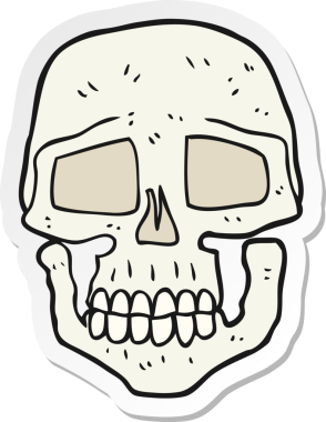 Bir insan tarafından çizilmiş bir karikatür kafatası çıkartması.